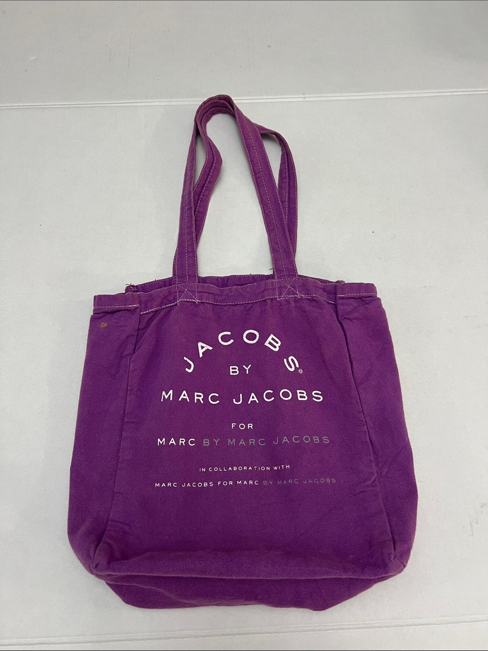 Marc Jacobs vintage canvas shopper tote bag Y2K purple distressed
